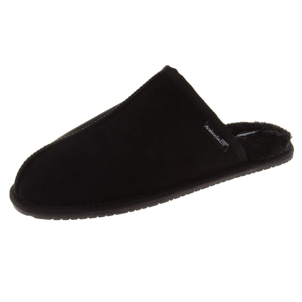 Avalanche Men's Cozy Slip-On Slippers Fuzzy Warm House Shoes Black Size 9 NWT